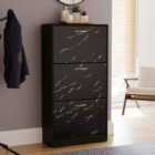 Vida Designs 3 Drawer Shoe Cabinet, Black Marble