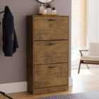 Vida Designs 3 Drawer Shoe Cabinet, Antique Brown