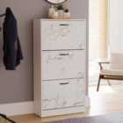 Vida Designs 3 Drawer Shoe Cabinet, White Marble