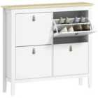 HOMCOM 4 Drawer Shoe Cabinet with Flip Doors for Hallway, Entryway, White