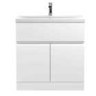 Hudson Reed Urban Floor Standing 2 Door 1 Drawer Vanity Unit With Mid-edge Basin 800Mm - Satin White