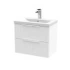 Hudson Reed Fluted 600Mm Wall Hung 2-drawer Vanity And Mid-edge Basin - Satin White