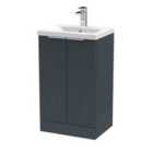 Hudson Reed Fluted 500Mm Floor Standing 2-door Vanity And Mid-edge Basin - Soft Black