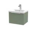 Hudson Reed Fluted 500Mm Wall Hung Single Drawer Vanity And Mid-edge Basin - Satin Green