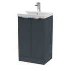 Hudson Reed Fluted 500Mm Floor Standing 2-door Vanity And Thin-edge Basin - Soft Black