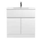 Hudson Reed Urban Floor Standing 2 Door 1 Drawer Vanity Unit With Minimalist Basin 800Mm - Satin White