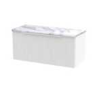 Hudson Reed Fluted 800Mm Wall Hung Single Drawer Vanity & Laminate Worktop - Satin White