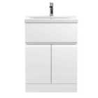 Hudson Reed Urban Floor Standing 2 Door 1 Drawer Vanity Unit With Mid-edge Basin 600Mm - Satin White