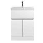 Hudson Reed Urban Floor Standing 2 Door 1 Drawer Vanity Unit With Thin-edge Basin 600Mm - Satin White