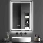 HOMCOM 500 x 700 mm Bathroom Mirror with Bluetooth Clock Lights Demister Pad