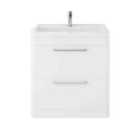 Hudson Reed Solar Floor Standing 2 Drawer Vanity Unit With Ceramic Basin 800Mm - Pure White