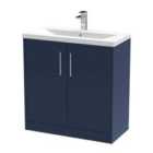 Hudson Reed Juno 800Mm Floor Standing 2-door Vanity & Basin 1 - Midnight Blue