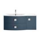 Hudson Reed Sarenna Wall Hung Left Hand 2 Drawer 1 Door Vanity Unit With Polymarble Basin 1000Mm - Mineral Blue