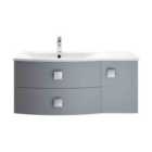 Hudson Reed Sarenna Wall Hung Left Hand 2 Drawer 1 Door Vanity Unit With Polymarble Basin 1000Mm - Dove Grey