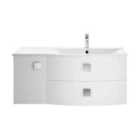 Hudson Reed Sarenna Wall Hung Right Hand 2 Drawer 1 Door Vanity Unit With Polymarble Basin 1000Mm - Moon White