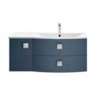 Hudson Reed Sarenna Wall Hung Right Hand 2 Drawer 1 Door Vanity Unit With Polymarble Basin 1000Mm - Mineral Blue