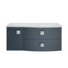 Hudson Reed Sarenna Wall Hung Right Hand 2 Drawer 1 Door Vanity Unit With Grey Marble Top 1000Mm - Mineral Blue