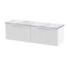 Hudson Reed Fluted 1200Mm Wall Hung 2-drawer Vanity & Laminate Worktop - Satin White