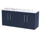 Hudson Reed Juno 1200Mm Wall Hung 4-door Vanity & Laminate Worktop - Midnight Blue