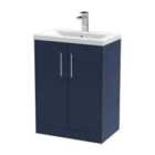 Hudson Reed Juno 600Mm Floor Standing 2-door Vanity & Basin 1 - Midnight Blue