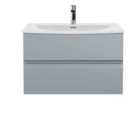 Hudson Reed Urban Wall Hung 2 Drawer Vanity Unit With Curved Basin 800Mm - Satin Grey