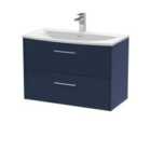 Hudson Reed Juno 800Mm Wall Hung 2-drawer Vanity & Basin 4 - Midnight Blue