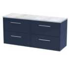 Hudson Reed Juno 1200Mm Wall Hung 4-drawer Vanity & Laminate Worktop - Midnight Blue