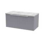 Hudson Reed Fluted 800Mm Wall Hung Single Drawer Vanity And Laminate Top - Satin Grey