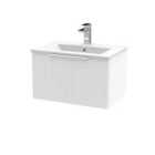 Hudson Reed Fluted 600Mm Wall Hung Single Drawer Vanity And Minimalist Basin - Satin White