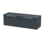 Hudson Reed Fluted 1200Mm Wall Hung 2-drawer Vanity And Worktop - Soft Black