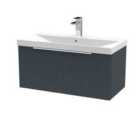 Hudson Reed Fluted 800Mm Wall Hung Single Drawer Vanity And Thin-edge Basin - Soft Black