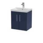 Hudson Reed Juno 500Mm Wall Hung 2-door Vanity & Basin 3 - Midnight Blue