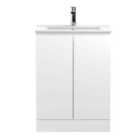 Hudson Reed Urban Floor Standing 2 Door Vanity Unit With Minimalist Basin 600Mm - Satin White