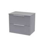 Hudson Reed Fluted 600Mm Wall Hung 2-drawer Vanity And Worktop - Satin Grey