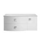 Hudson Reed Sarenna Wall Hung Left Hand 2 Drawer 1 Door Vanity Unit With Grey Marble Top 1000Mm - Moon White