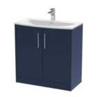 Hudson Reed Juno 800Mm Floor Standing 2-door Vanity & Basin 4 - Midnight Blue