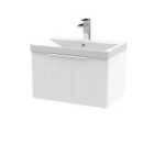 Hudson Reed Fluted 600Mm Wall Hung Single Drawer Vanity And Thin-edge Basin - Satin White