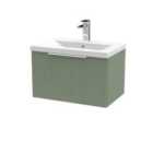 Hudson Reed Fluted 600Mm Wall Hung Single Drawer Vanity And Mid-edge Basin - Satin Green