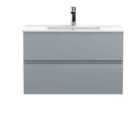 Hudson Reed Urban Wall Hung 2 Drawer Vanity Unit With Minimalist Basin 800Mm - Satin Grey