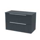 Hudson Reed Fluted 800Mm Wall Hung 2-drawer Vanity And Worktop - Soft Black