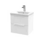 Hudson Reed Fluted 500Mm Wall Hung 2-drawer Vanity And Mid-edge Basin - Satin White