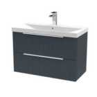 Hudson Reed Fluted 800Mm Wall Hung 2-drawer Vanity And Thin-edge Basin - Soft Black