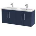 Hudson Reed Juno 1200Mm Wall Hung 4-door Vanity & Double Basin - Midnight Blue