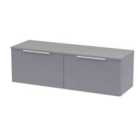 Hudson Reed Fluted 1200Mm Wall Hung 2-drawer Vanity And Worktop - Satin Grey
