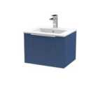 Hudson Reed Fluted 500Mm Wall Hung Single Drawer Vanity And Minimalist Basin - Satin Blue