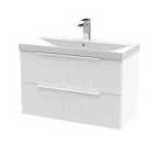 Hudson Reed Fluted 800Mm Wall Hung 2-drawer Vanity And Thin-edge Basin - Satin White