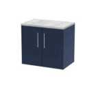 Hudson Reed Juno 600Mm Wall Hung 2-door Vanity & Laminate Worktop - Midnight Blue