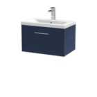 Hudson Reed Juno 600Mm Wall Hung Single Drawer Vanity & Basin 1 - Midnight Blue