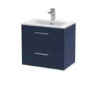 Hudson Reed Juno 600Mm Wall Hung 2-drawer Vanity & Basin 2 - Midnight Blue