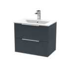 Hudson Reed Fluted 600Mm Wall Hung 2-drawer Vanity And Minimalist Basin - Soft Black